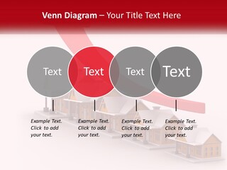 A Row Of Houses With A Red Arrow Going Up PowerPoint Template