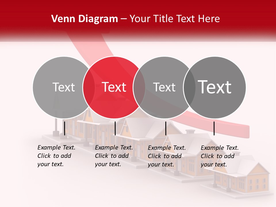 A Row Of Houses With A Red Arrow Going Up PowerPoint Template