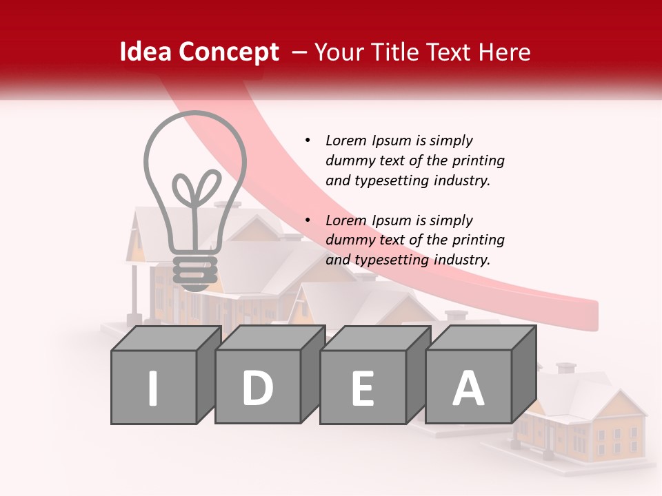 A Row Of Houses With A Red Arrow Going Up PowerPoint Template