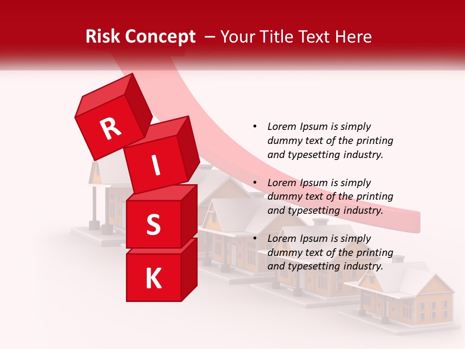 A Row Of Houses With A Red Arrow Going Up PowerPoint Template