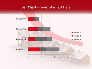 A Row Of Houses With A Red Arrow Going Up PowerPoint Template