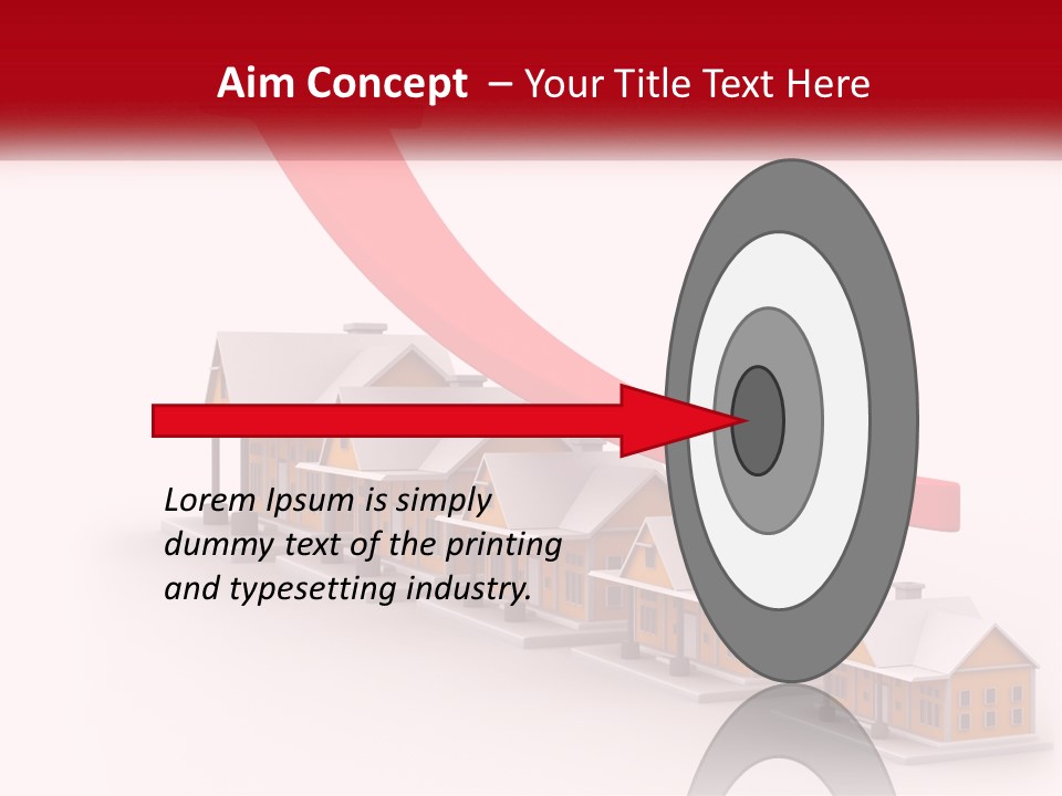 A Row Of Houses With A Red Arrow Going Up PowerPoint Template