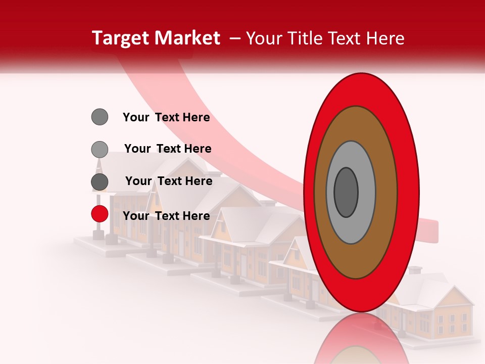 A Row Of Houses With A Red Arrow Going Up PowerPoint Template