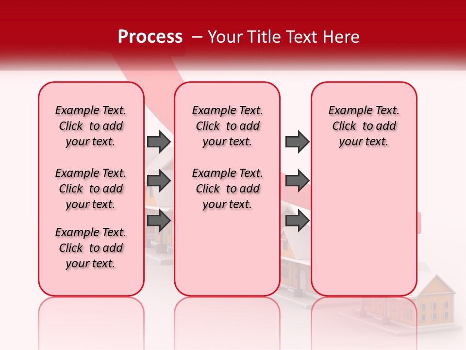 A Row Of Houses With A Red Arrow Going Up PowerPoint Template