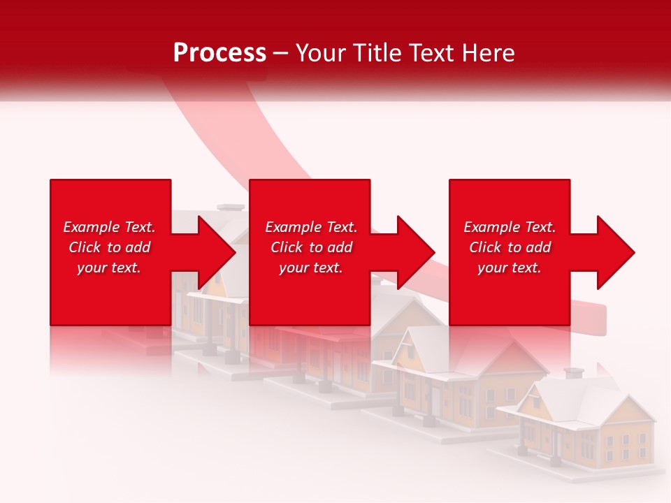 A Row Of Houses With A Red Arrow Going Up PowerPoint Template