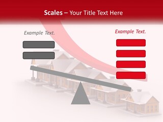A Row Of Houses With A Red Arrow Going Up PowerPoint Template