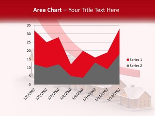 A Row Of Houses With A Red Arrow Going Up PowerPoint Template