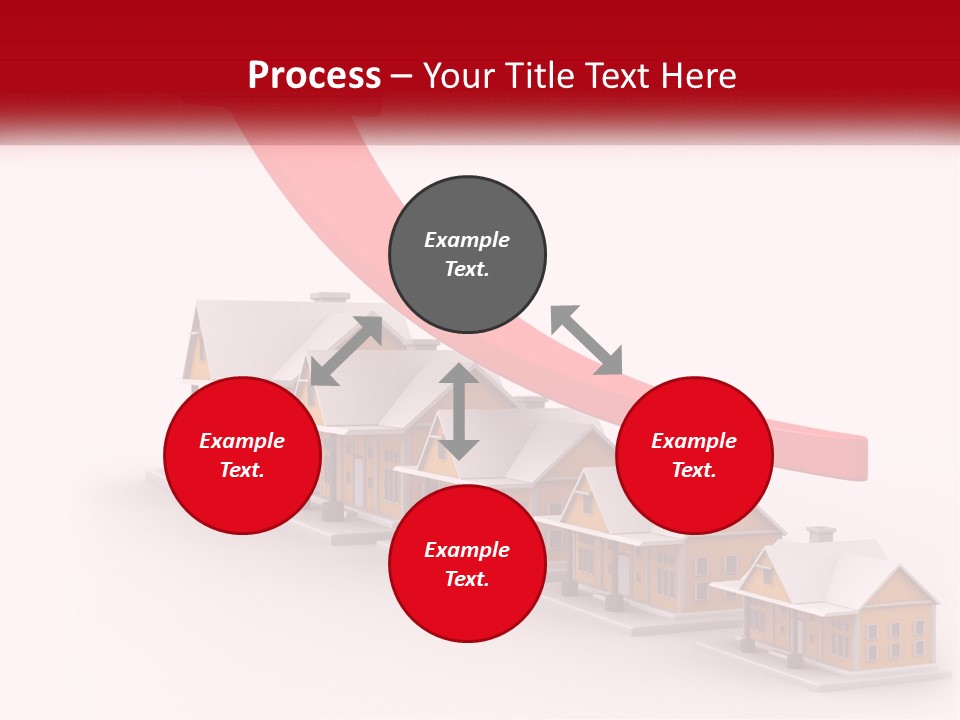 A Row Of Houses With A Red Arrow Going Up PowerPoint Template