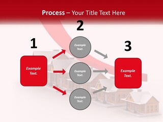 A Row Of Houses With A Red Arrow Going Up PowerPoint Template