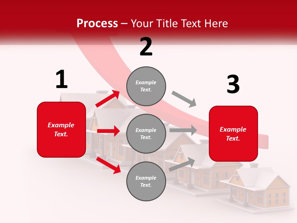 A Row Of Houses With A Red Arrow Going Up PowerPoint Template