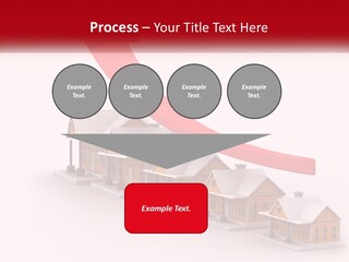A Row Of Houses With A Red Arrow Going Up PowerPoint Template
