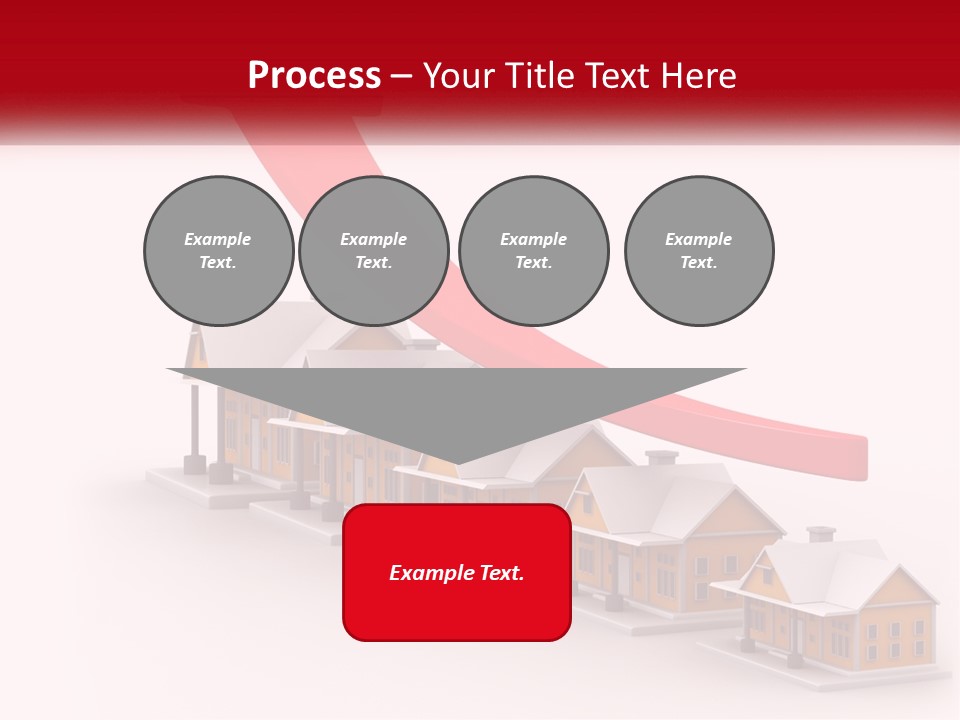 A Row Of Houses With A Red Arrow Going Up PowerPoint Template