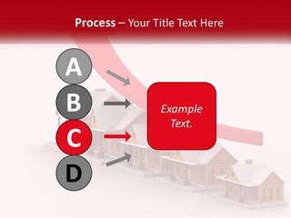 A Row Of Houses With A Red Arrow Going Up PowerPoint Template