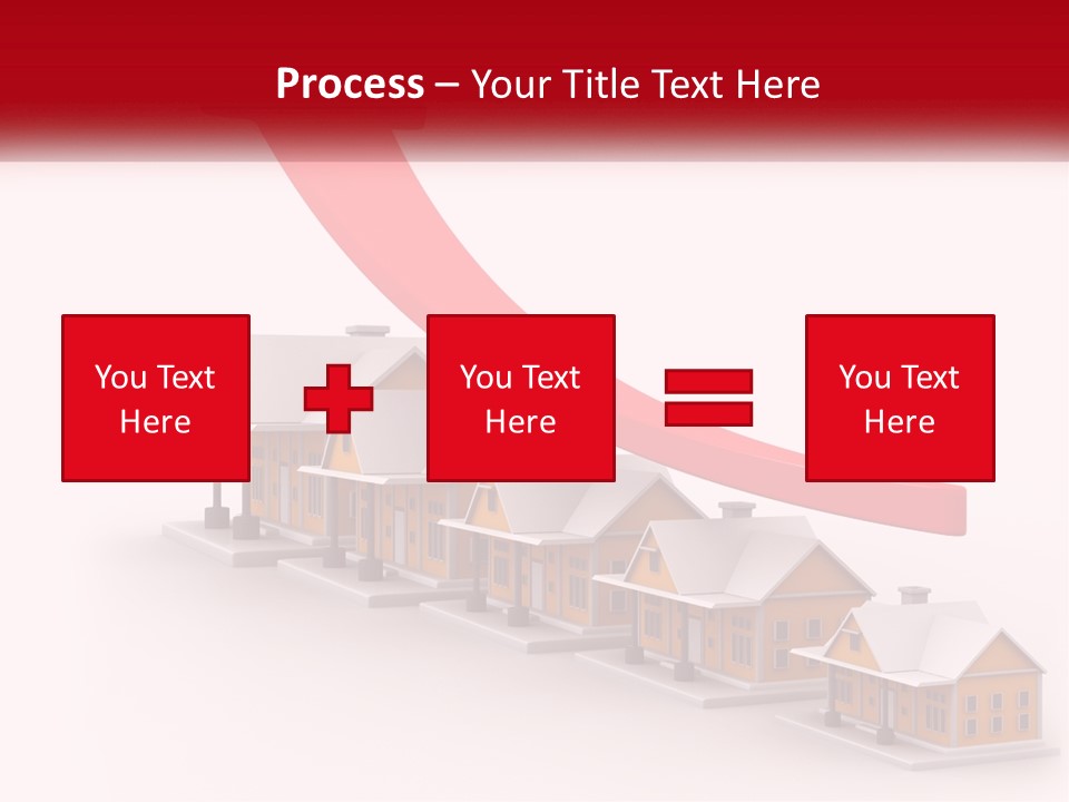 A Row Of Houses With A Red Arrow Going Up PowerPoint Template