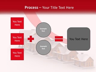 A Row Of Houses With A Red Arrow Going Up PowerPoint Template