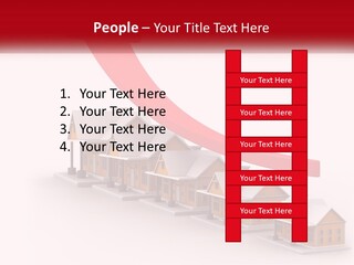 A Row Of Houses With A Red Arrow Going Up PowerPoint Template