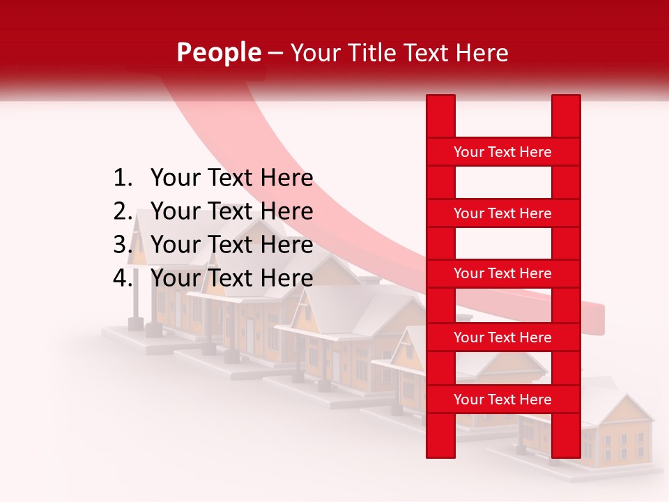A Row Of Houses With A Red Arrow Going Up PowerPoint Template