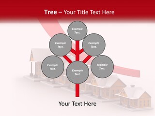 A Row Of Houses With A Red Arrow Going Up PowerPoint Template