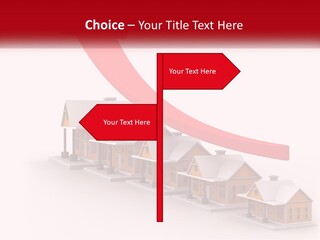 A Row Of Houses With A Red Arrow Going Up PowerPoint Template