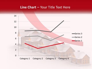 A Row Of Houses With A Red Arrow Going Up PowerPoint Template