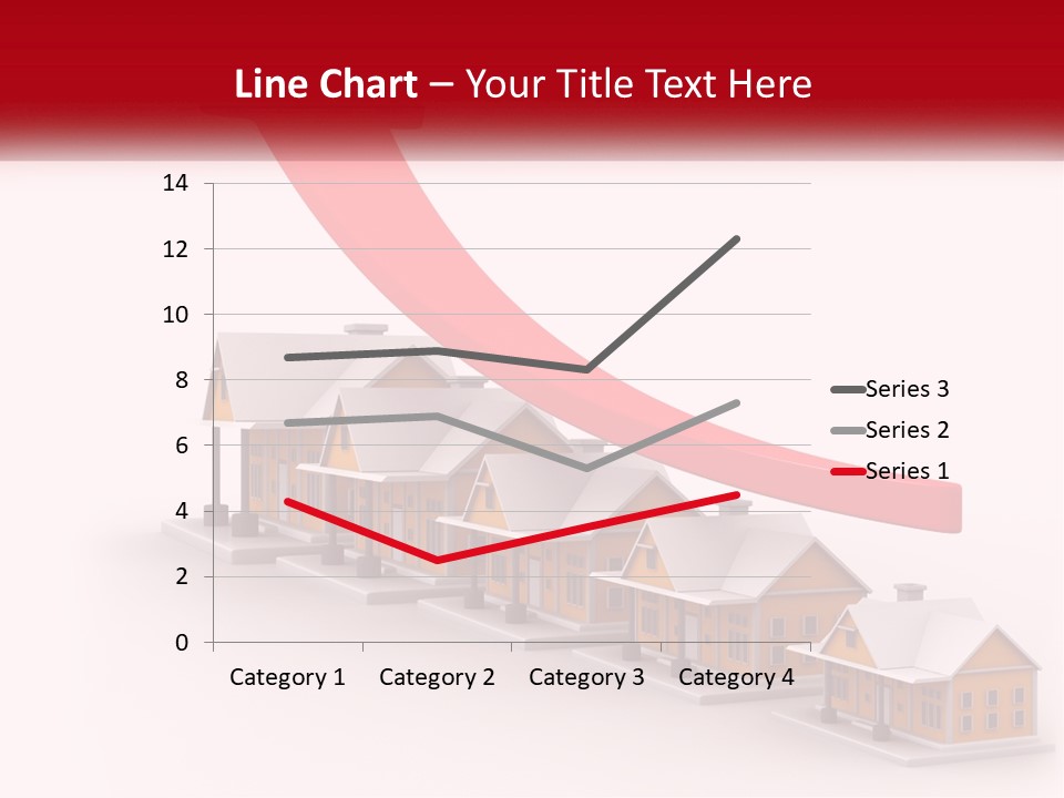 A Row Of Houses With A Red Arrow Going Up PowerPoint Template