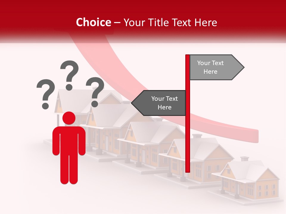 A Row Of Houses With A Red Arrow Going Up PowerPoint Template