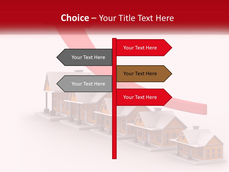 A Row Of Houses With A Red Arrow Going Up PowerPoint Template