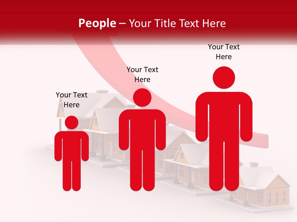 A Row Of Houses With A Red Arrow Going Up PowerPoint Template