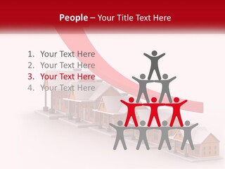A Row Of Houses With A Red Arrow Going Up PowerPoint Template