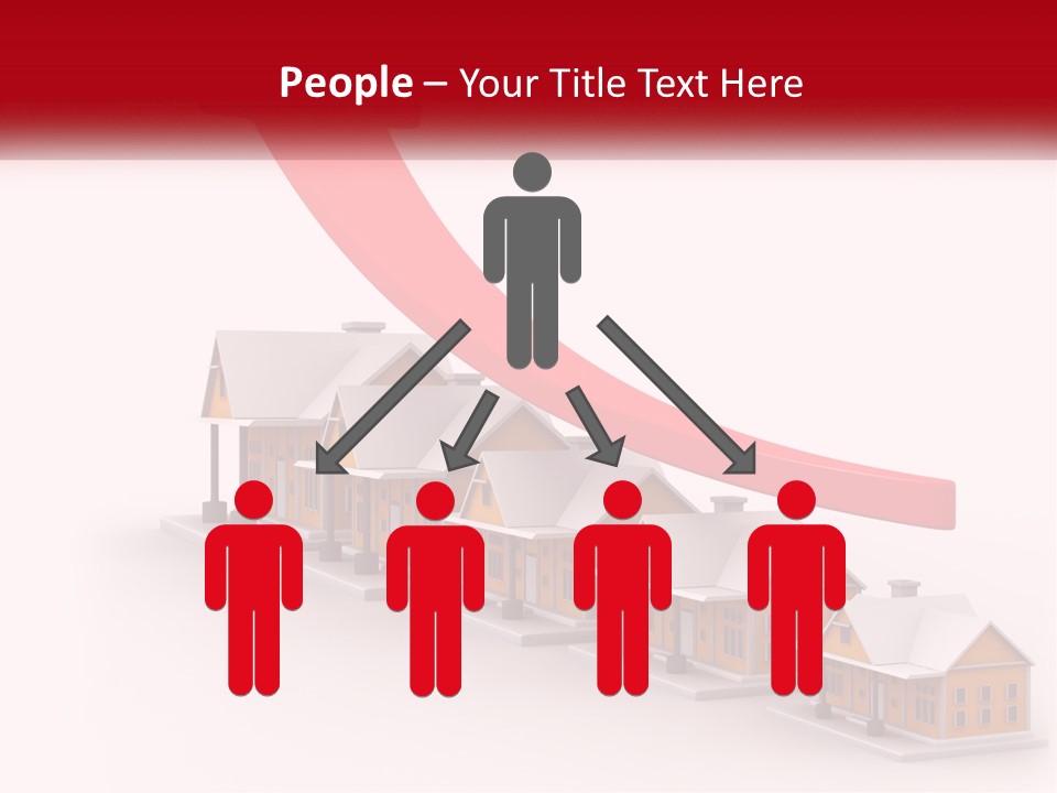 A Row Of Houses With A Red Arrow Going Up PowerPoint Template