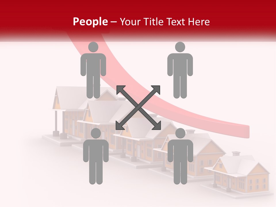 A Row Of Houses With A Red Arrow Going Up PowerPoint Template