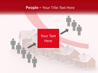 A Row Of Houses With A Red Arrow Going Up PowerPoint Template