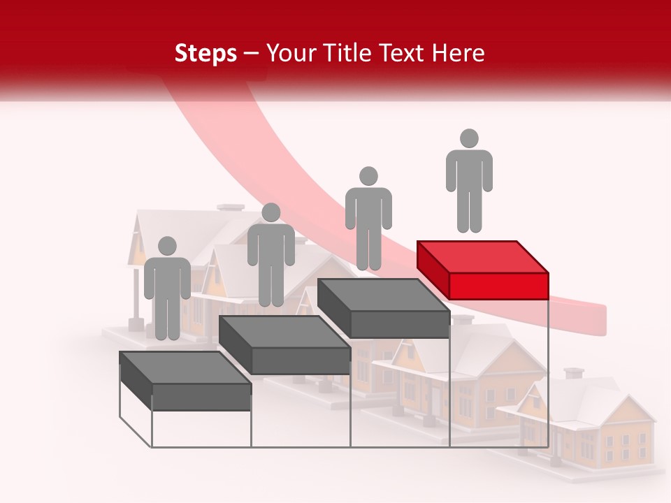 A Row Of Houses With A Red Arrow Going Up PowerPoint Template