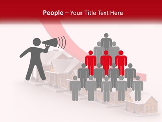 A Row Of Houses With A Red Arrow Going Up PowerPoint Template