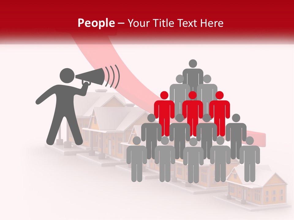 A Row Of Houses With A Red Arrow Going Up PowerPoint Template