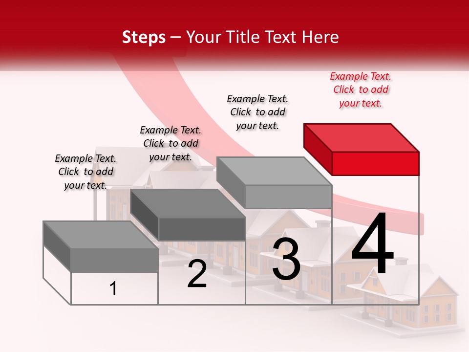 A Row Of Houses With A Red Arrow Going Up PowerPoint Template