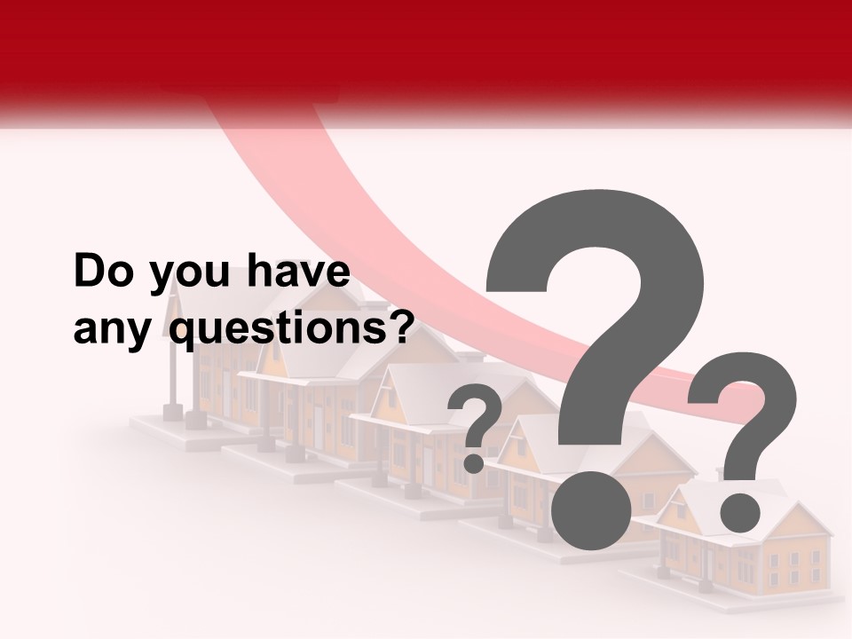 A Row Of Houses With A Red Arrow Going Up PowerPoint Template