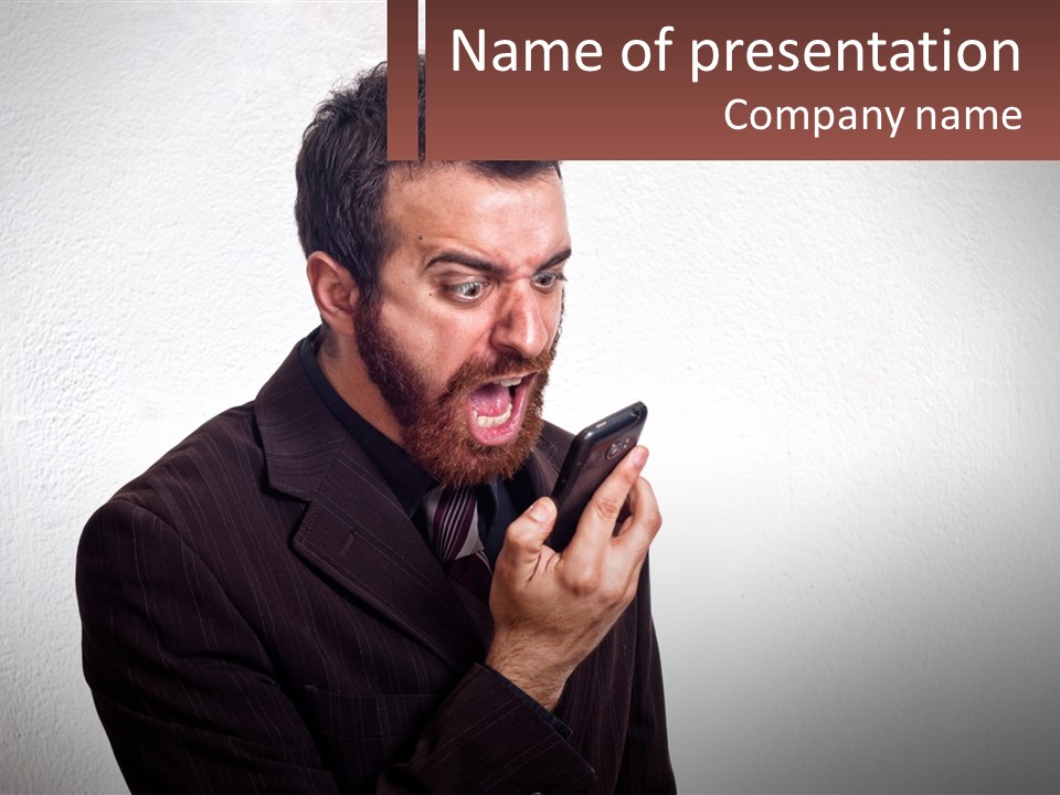 A Man Holding A Cell Phone In His Hand PowerPoint Template