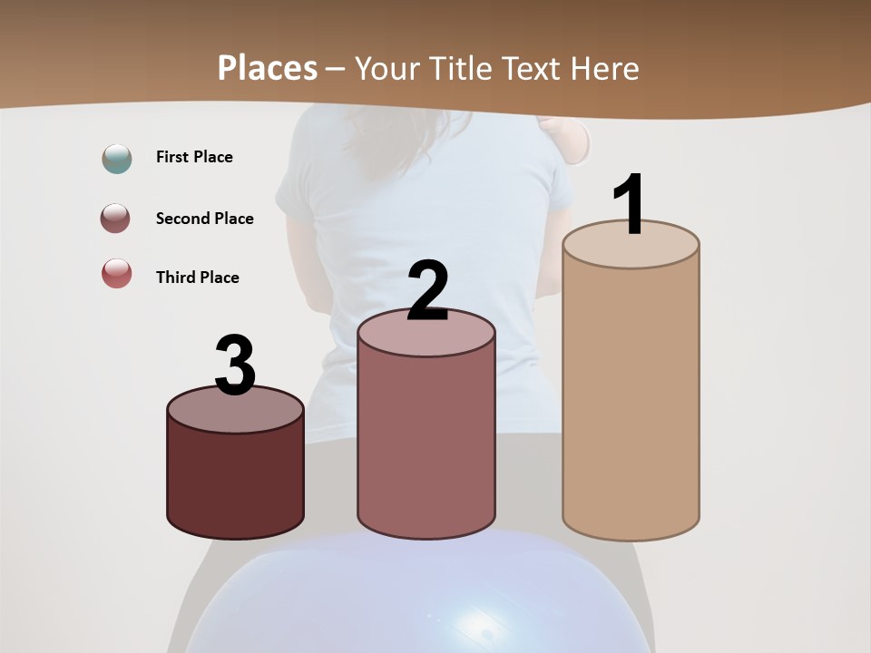 A Woman Sitting On Top Of A Blue Ball While Holding A Baby PowerPoint Template