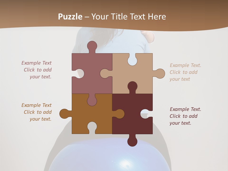 A Woman Sitting On Top Of A Blue Ball While Holding A Baby PowerPoint Template