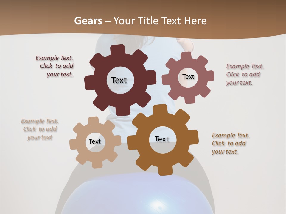 A Woman Sitting On Top Of A Blue Ball While Holding A Baby PowerPoint Template