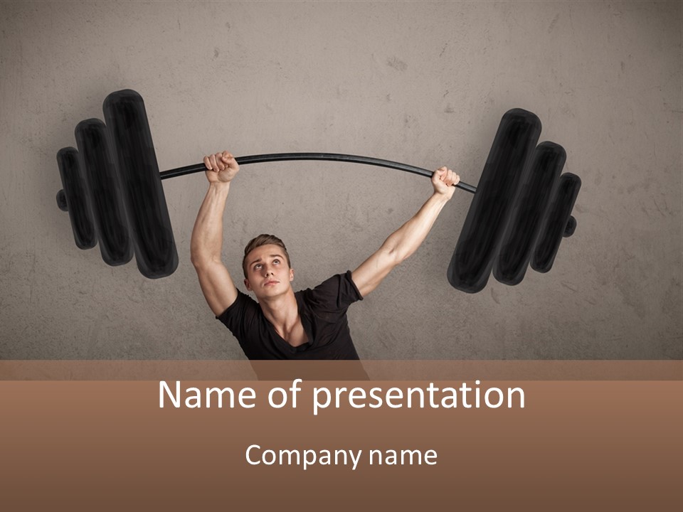 A Man Is Holding A Barbell Over His Head PowerPoint Template