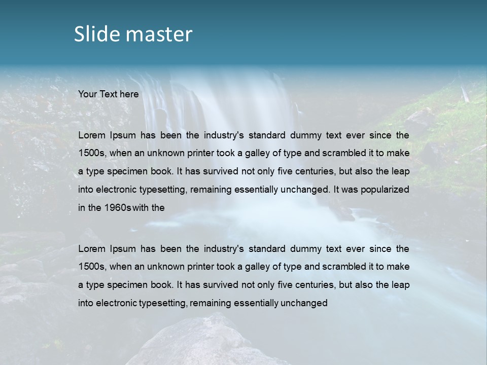 A Waterfall With Blue Water In The Middle Of A Forest PowerPoint Template