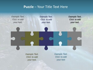 A Waterfall With Blue Water In The Middle Of A Forest PowerPoint Template