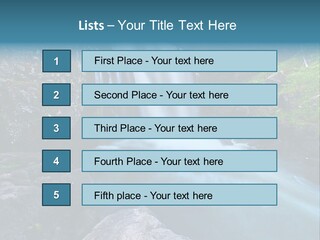 A Waterfall With Blue Water In The Middle Of A Forest PowerPoint Template