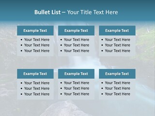 A Waterfall With Blue Water In The Middle Of A Forest PowerPoint Template