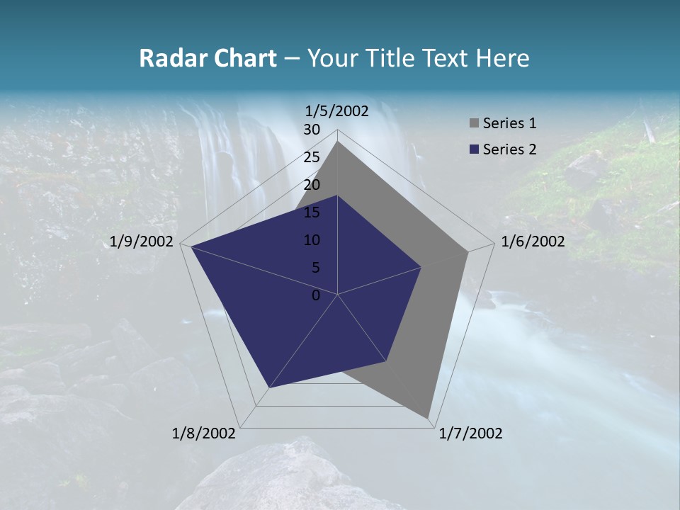 A Waterfall With Blue Water In The Middle Of A Forest PowerPoint Template
