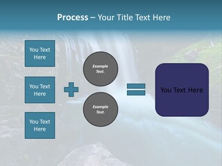 A Waterfall With Blue Water In The Middle Of A Forest PowerPoint Template