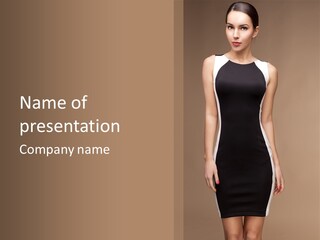 A Beautiful Woman In A Black And White Dress PowerPoint Template