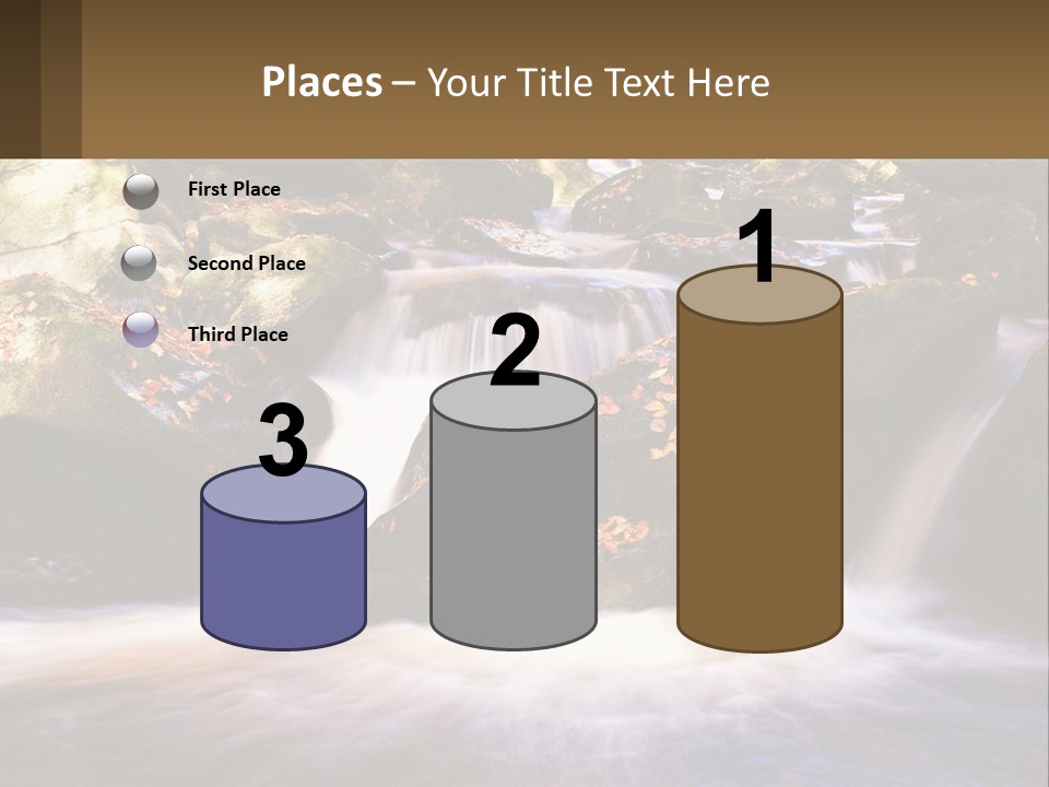 A Stream Of Water Surrounded By Rocks And Leaves PowerPoint Template